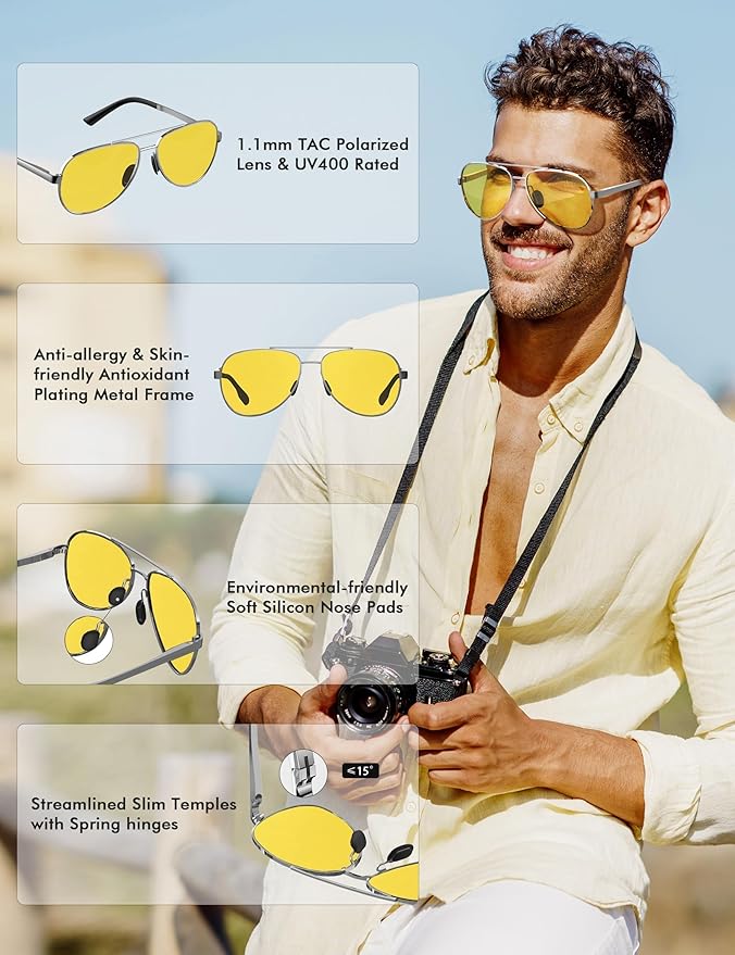 LUENX Aviator Sunglasses for Men Women Polarized - UV400 Protection, Stylish Shades, Driving, Outdoor Activities