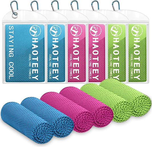 40"*12" Cooling Towels 6 PCS, Cool Towels Sports Cooling Rags for Neck and Face, Sweat Neck Cooling Towel for Hot Weather, Chilly Towels for Athletes, Yoga, Gym, Golf