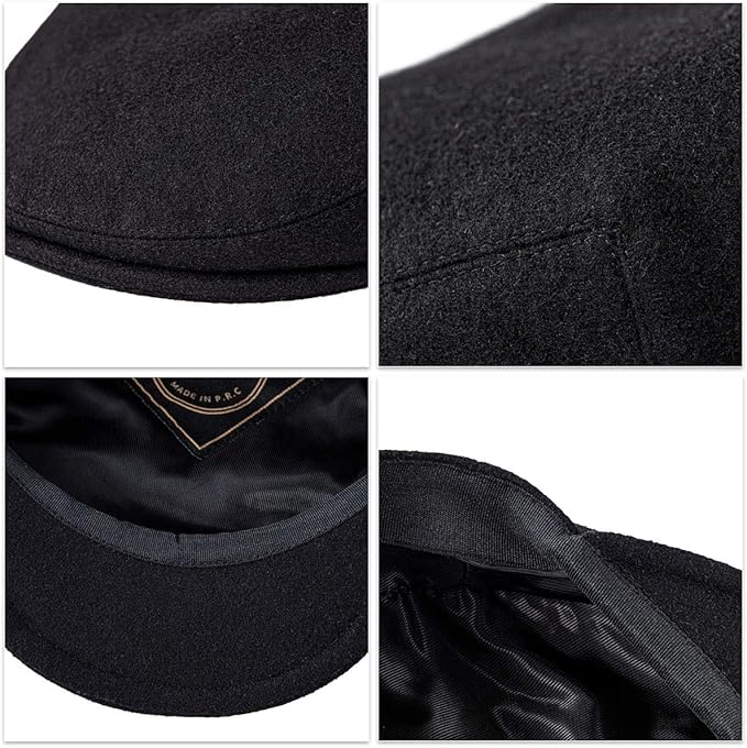 Men's Wool Tweed Newsboy Ivy Cap Gatsby Golf Flat Hat