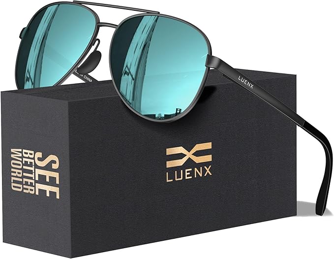 LUENX Aviator Sunglasses for Men Women Polarized - UV400 Protection, Stylish Shades, Driving, Outdoor Activities