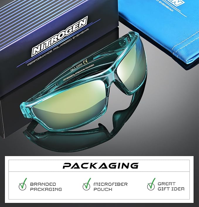 Nitrogen Polarized Wrap Around Sport Sunglasses for Men Women UV400 Driving Fishing Running Sun Glasses