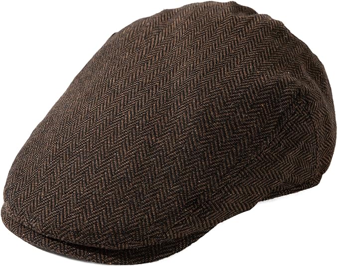 TOP-EX XL/XXL Wool Tweed Newsboy Flat Cap for Men Winter Fashion Ivy Cap Gatsby Golf Hat Satin Lined