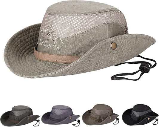Obling Sun Hat for Men Women, Fishing Hat UPF 50 Wide Brim Bucket Hat Safari Boonie Hat