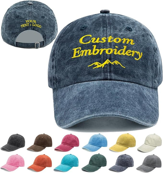 Custom Embroidered Hats, Personalized Embroidery Baseball Caps Add Your Logo Text Gift for Men Women