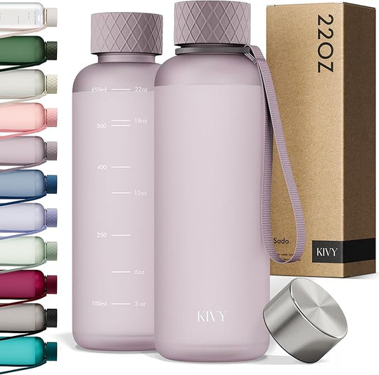 KIVY Slim Water Bottle 22oz [Lightweight & Shatterproof] - Reusable Tritan Water Bottle - Leak Proof Bottle for Women & Men - Water bottle no straw - Dishwasher Safe - BPA Free - Purple