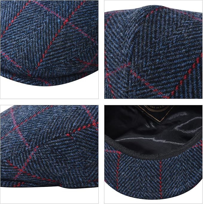 Men's Wool Tweed Newsboy Ivy Cap Gatsby Golf Flat Hat