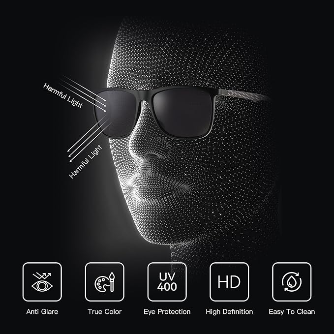 ZENOTTIC Square Polarized Sunglasses for Men Ultralight Carbon Fiber Sun Glasses Driving Fishing Golf Sports UV400 Protection