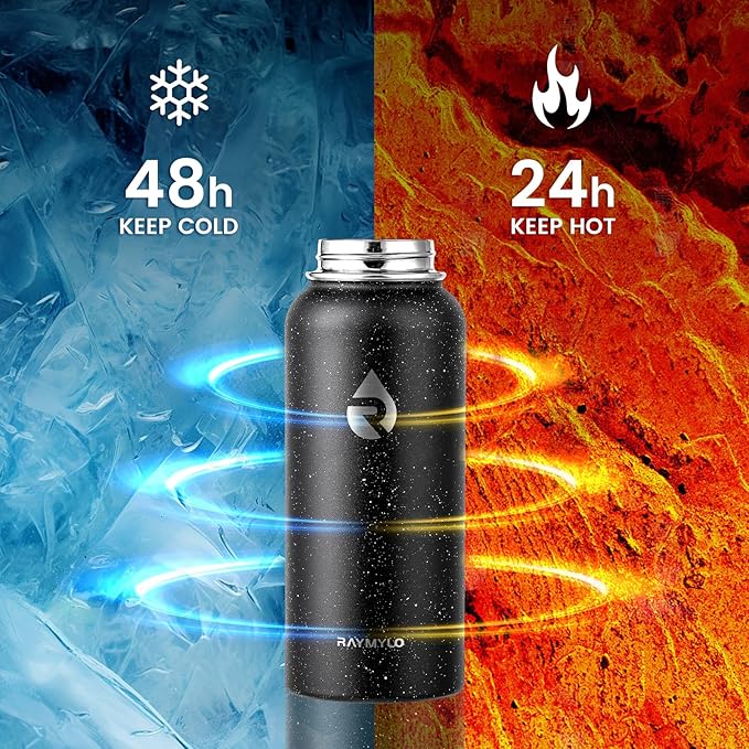 32oz Insulated Water Bottle, Triple Wall Vacuum Stainless Steel Water Bottles - Keeps Cold 48H, Reusable Metal water flask Jug for Gym, Sports, Camping, Hiking,Travel, Starry Sky-Black