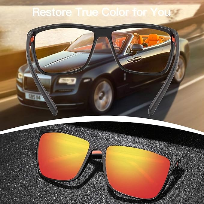 ZENOTTIC Polarized Sunglasses for Men Lightweight TR90 Frame UV400 Protection Square Sun Glasses