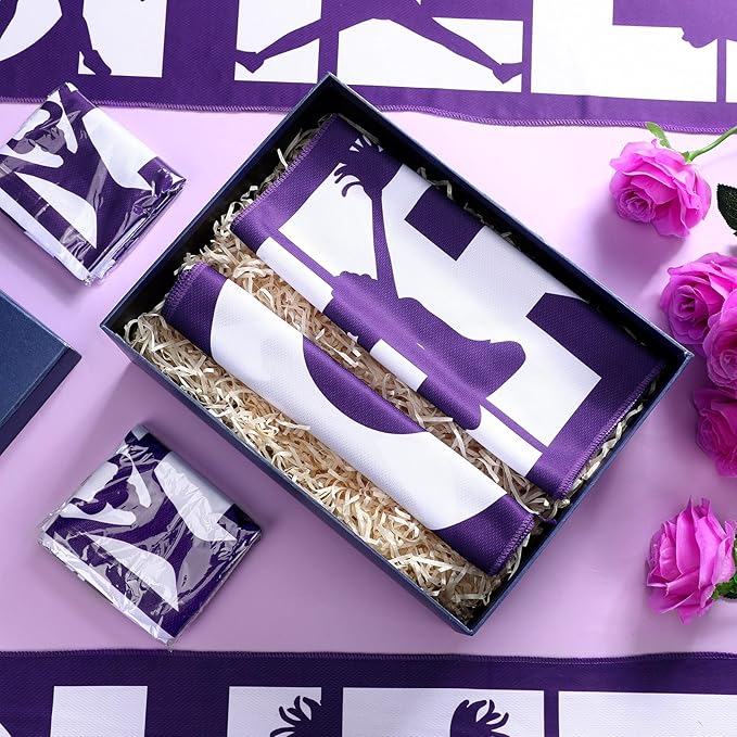 12 Pcs 12/24 Pcs Cheerleader Cooling Towel Cheer Gifts Bulk for Team Cheer Sports Gifts with Bags 40" x 12" Breathable Chilly Microfiber Cooling Towel for Yoga Sport Gym Party Favor (Purple)