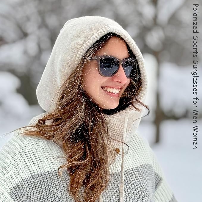 Jefoo Polarized Sports Sunglasses for Women Men Running Retro Trendy Sun Glasses UV400 Protection Tangle Free