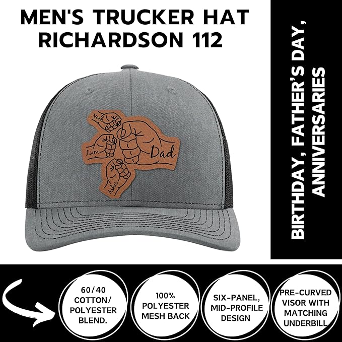 Custom Hat for Dad, Husband, Boyfriend, Daddy - Personalized Trucker Caps for Him - Birthday Gift for Men