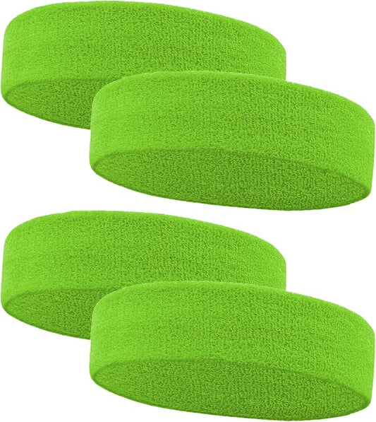 4 Pack Sweatbands Sports Headband for Men and Women, Moisture Wicking Athletic Workout Headband for Running, Tennis, Basketball, Yoga, Gym Stretchy Unisex Sweatband