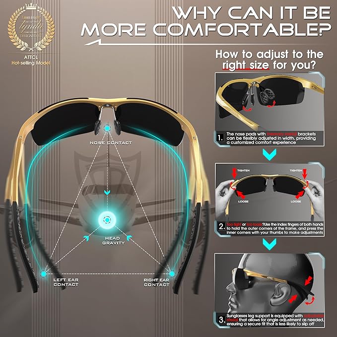 ATTCL Men's Fashion Driving Polarized Sunglasses for Men - Al-Mg metal Ultralight Frame