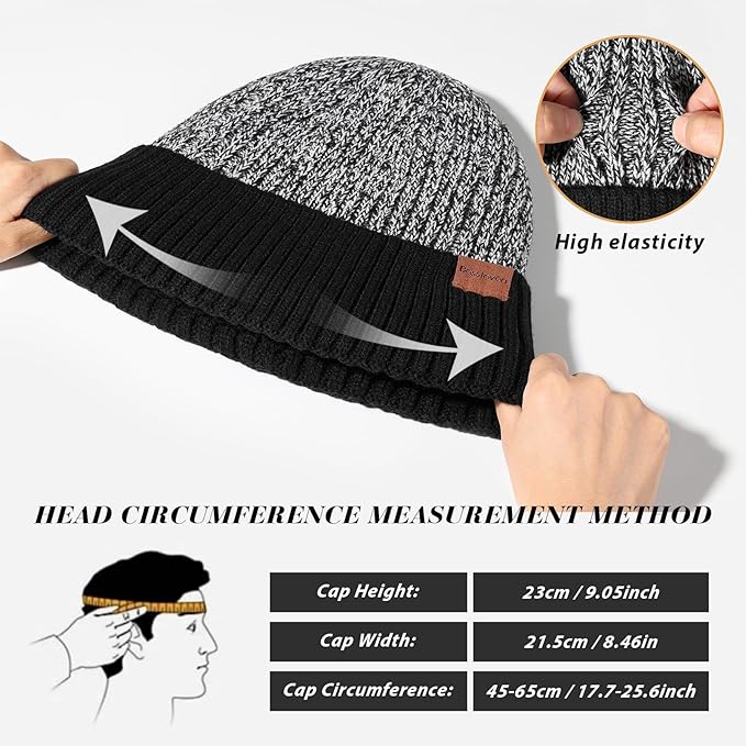 Winter Beanie Hat for Men Women: Warm Fleece Lined Beanie Knit Ski Stocking Cap Cuffed Cap for Cold Weather Running