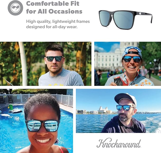 Knockaround Fast Lanes and Fast Lanes Sport Polarized Lightweight Sunglasses for Men & Women - UV400 Protection - Running