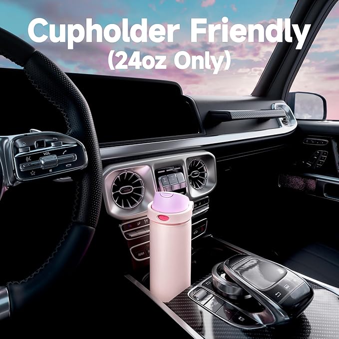 24 oz Insulated Water Bottle for Sports: Meoky Stainless Steel Water Bottle with 2-in-1 Straw and Spout Lid - Leak Proof, Cold for 24 Hours, Fits in Car Cup Holder, BPA-Free for Women Travel, Candy