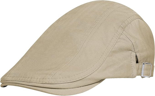 Men's Newsboy Caps 100% Cotton Newsies Flat Hats for Men Adjustable Irish Cabbie Gatsby Hats Ivy Cap for Driving Golf Hunting