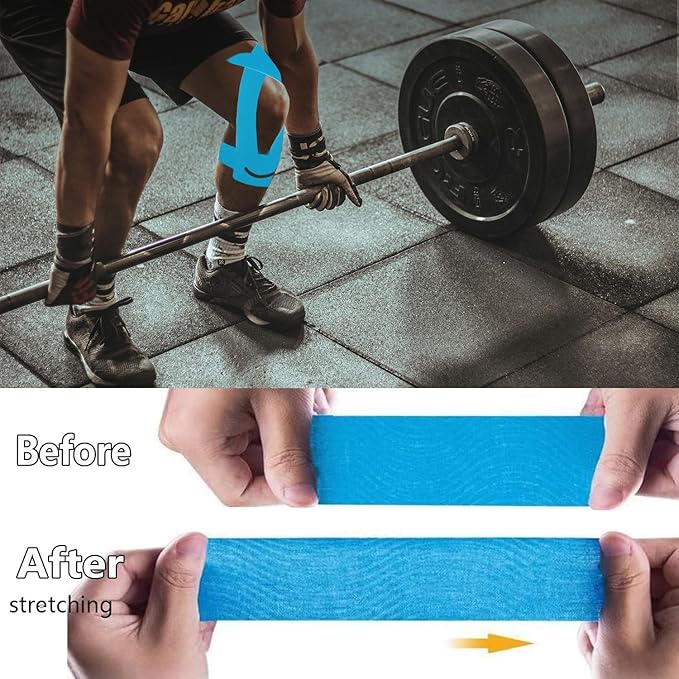 12 Count Precut Kinesiology Tape for Knees, Waterproof Knee Tape for Knee Pain Relief Pre Cut, Original Cotton Athletic Tape, Durable Knee Tape for Sports and Long-Lasting Support (Mix)