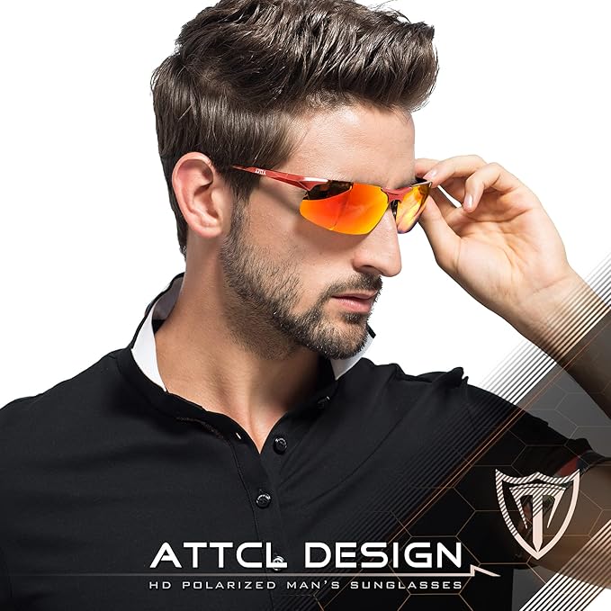 ATTCL Men's Fashion Driving Polarized Sunglasses for Men - Al-Mg metal Ultralight Frame