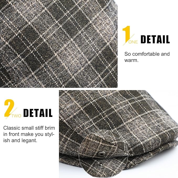 Sumolux Mens Newsboy Hat Flat Cap Gatsby Newsboy Lvy Irish Hats Driving Cabbie Hunting Cap