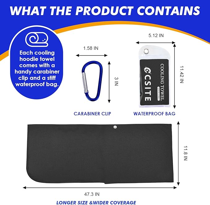 2 Pack Cooling Hoodie Towels, Instant Cooling Towels for Neck and Face, UPF 50 Sun Protection, Ice Towel for Hot Weather, Head Towel for Sports, Camping, Cycling & More Activities