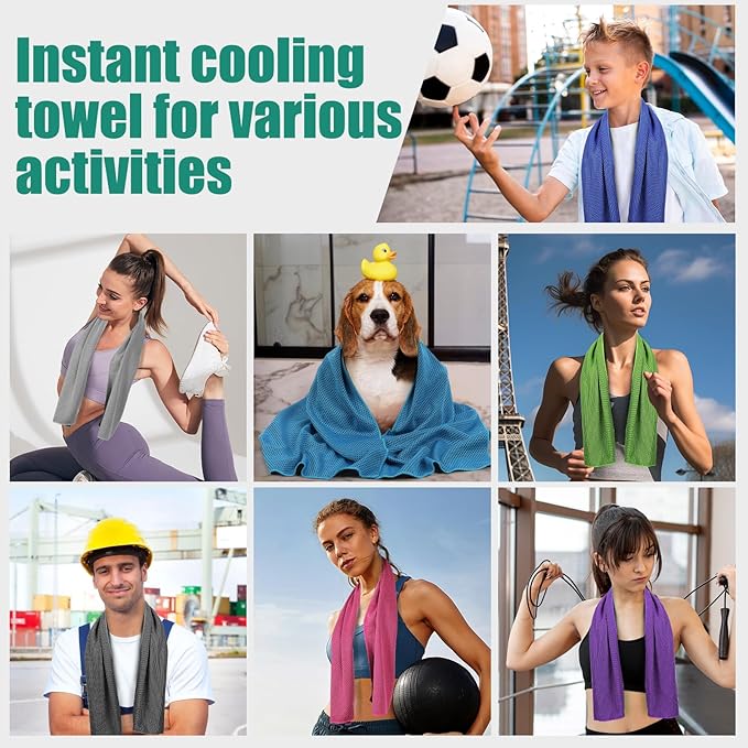 40"*12" Cooling Towels 6 PCS, Cool Towels Sports Cooling Rags for Neck and Face, Sweat Neck Cooling Towel for Hot Weather, Chilly Towels for Athletes, Yoga, Gym, Golf