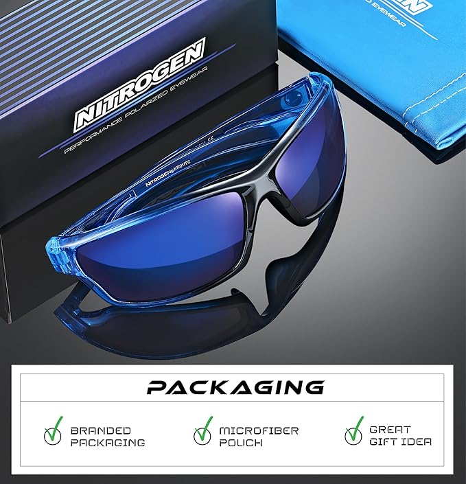 Nitrogen Polarized Wrap Around Sport Sunglasses for Men Women UV400 Driving Fishing Running Sun Glasses