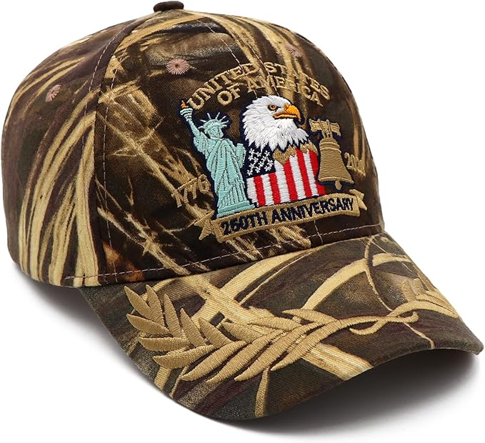 250 Anniversary USA Hat United States 250th Year American Anniversary Hat Patriotic Embroidered Baseball Caps for Men Women