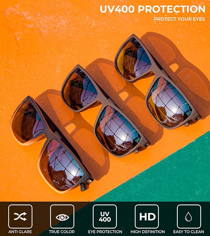 KALIYADI Polarized Sunglasses for Men, Lightweight Sun Glasses with UV Protection for Driving Fishing Golf