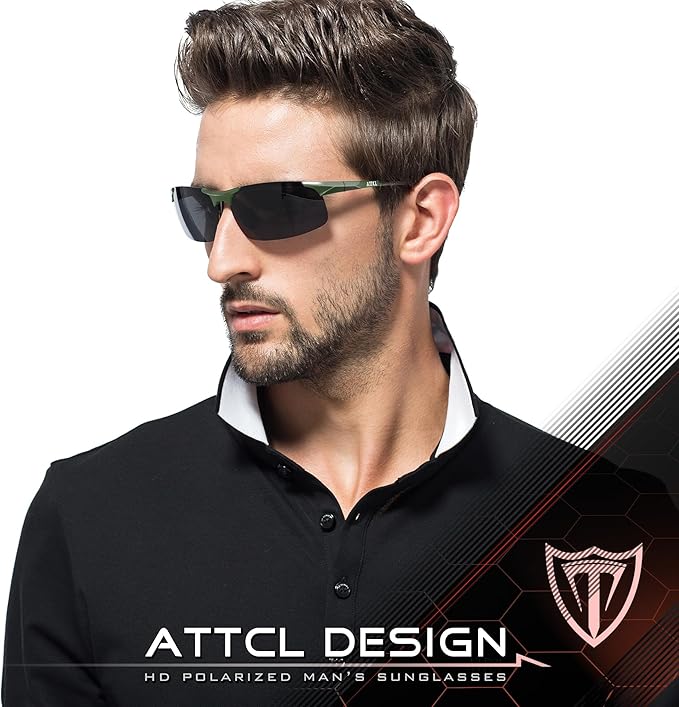 ATTCL Men's Fashion Driving Polarized Sunglasses for Men - Al-Mg metal Ultralight Frame