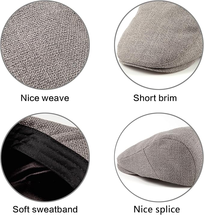 LADYBRO 2Pack Unisex Flat Cap Newsboy Hats for Men Women, Summer Casual Adjustable