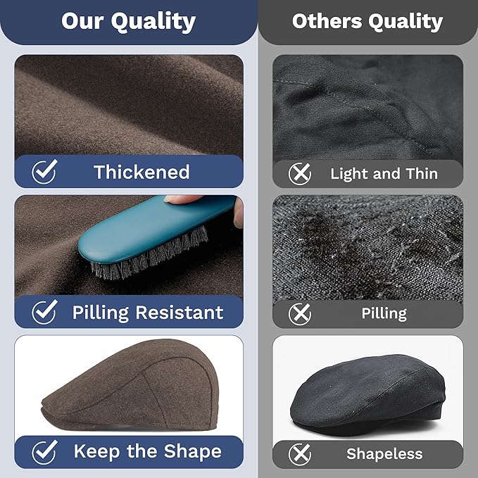 KUJUHA Newsboy Hats for Men Flat Irish Cabbie Ivy Gatsby Newsboy Driving Hat Hunting Cap Winter Hat