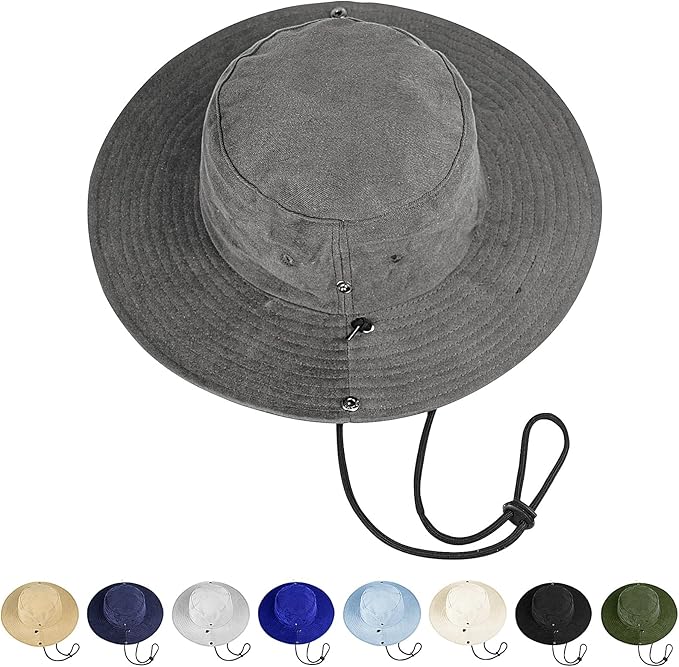 ZOORON Bucket Hat Wide Brim Boonie Hats Safari Hat for Hiking Fishing Outdoor