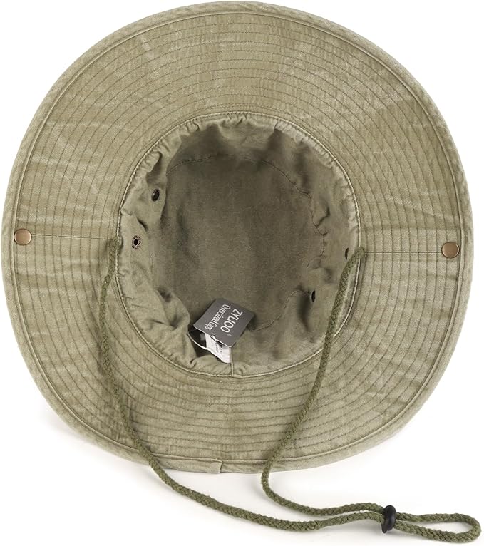 Zylioo XXL Boonie Sun Hats Washed,Oversized Wide Floppy Brim Hiking Hat for Big Heads,Large Cooling Hats with Chin Strap