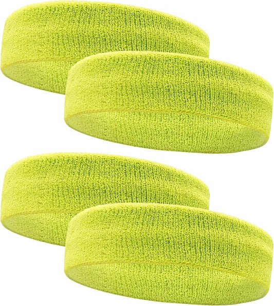 4 Pack Sweatbands Sports Headband for Men and Women, Moisture Wicking Athletic Workout Headband for Running, Tennis, Basketball, Yoga, Gym Stretchy Unisex Sweatband