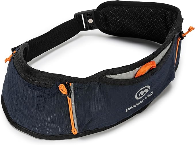Orange Mud Gearhead Running Belt – Ultra-Light No-Bounce Running Waist Pack with Dual Zippered Pockets, Adjustable Fit, Breathable Mesh, Reflective Trim