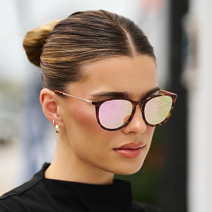 WearMe Pro Women's Round Sunglasses with Polarized UV Protection, Trendy Retro Designer Style