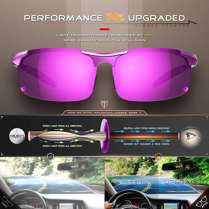 ATTCL Men's Fashion Driving Polarized Sunglasses for Men - Al-Mg metal Ultralight Frame