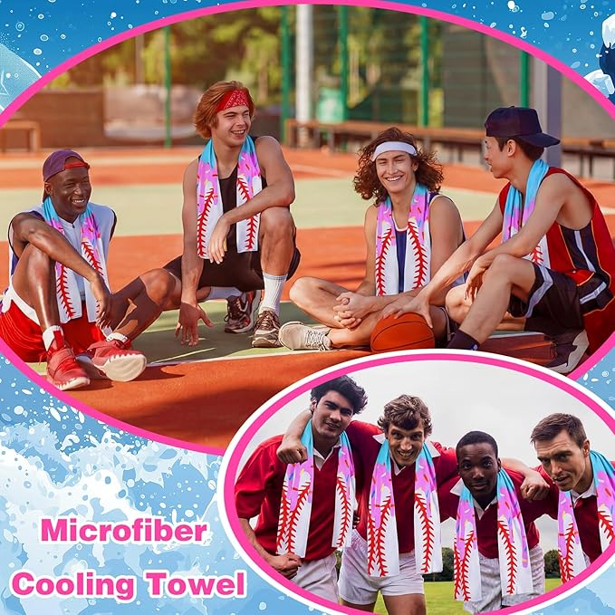 12pcs Baseball Ice Cream Drip Cooling Towels 40"x12" Microfiber Cooling Towels Sweat Absorbent Chilly Washcloth Baseball Team Gift Party Favor for Hot Weather Yoga Gym