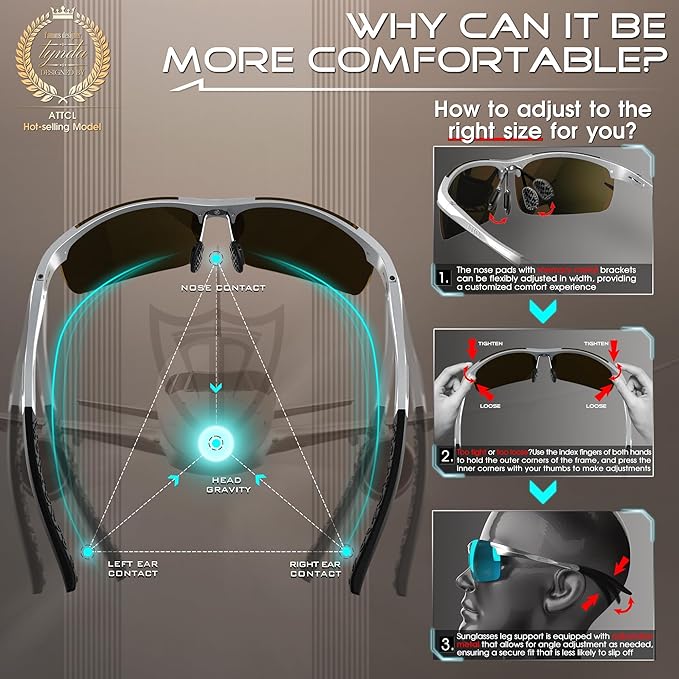 ATTCL Men's Fashion Driving Polarized Sunglasses for Men - Al-Mg metal Ultralight Frame