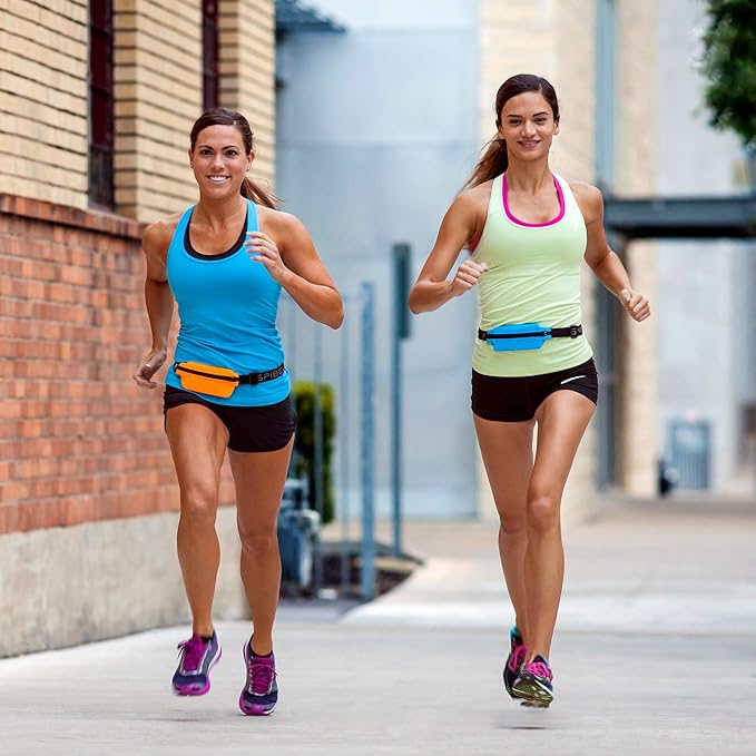 SPIbelt Running Belt for Women Men, Phone Holder for Running, Running Fanny Pack, Holder for Phone, Running Waist Pack, Adjustable Waist, [Fits All Phones]. Black with Anthracite Zipper