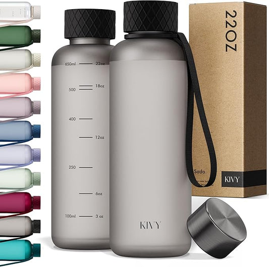 KIVY Slim Water Bottle 22oz [Lightweight & Shatterproof] - Reusable Tritan Water Bottle - Leak Proof Bottle for Women & Men - Water bottle no straw - Dishwasher Safe - BPA Free