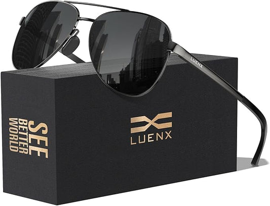 LUENX Aviator Sunglasses for Men Women Polarized - UV400 Protection, Stylish Shades, Driving, Outdoor Activities