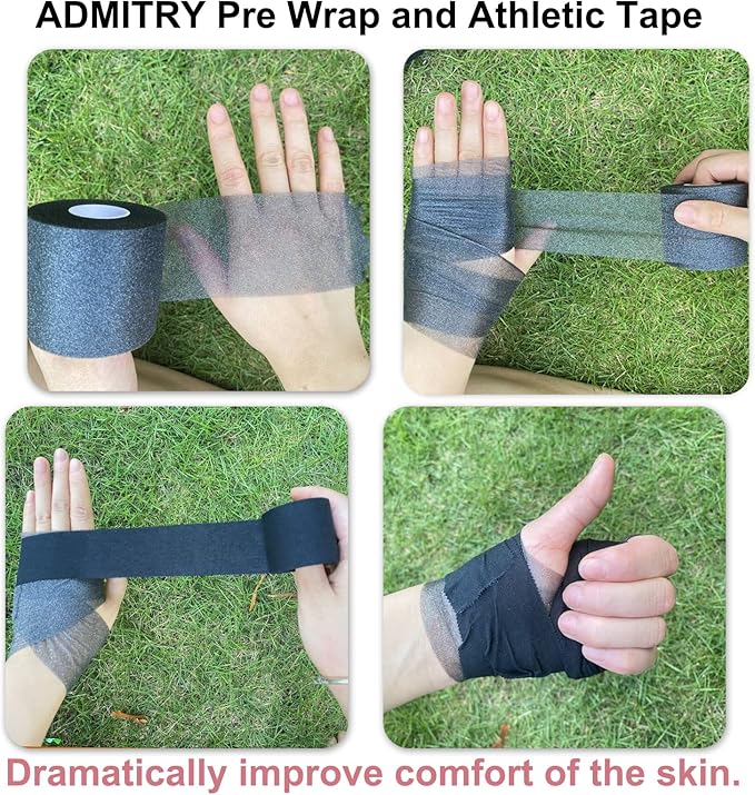 (5 Pack) Black Athletic Tape,Sports Tape Strong Stick No Sticky Residue for Hockey Climbing Sports Medical Splints (Black,1.5 Inches)