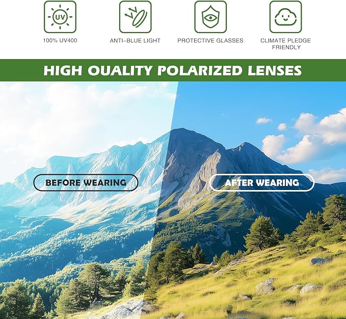 Fanshen Polarized Sports Sunglasses for Men, UV Protection Lightweight Sun Glasses for Driving Fishing Golf Cycling