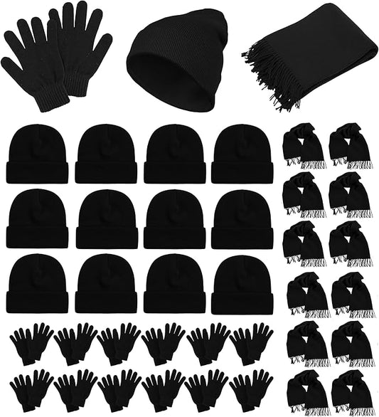 36x Winter Gloves, Beanies, Fleece Scarves Unisex Bulk Pack Donation Charity Care Bundle
