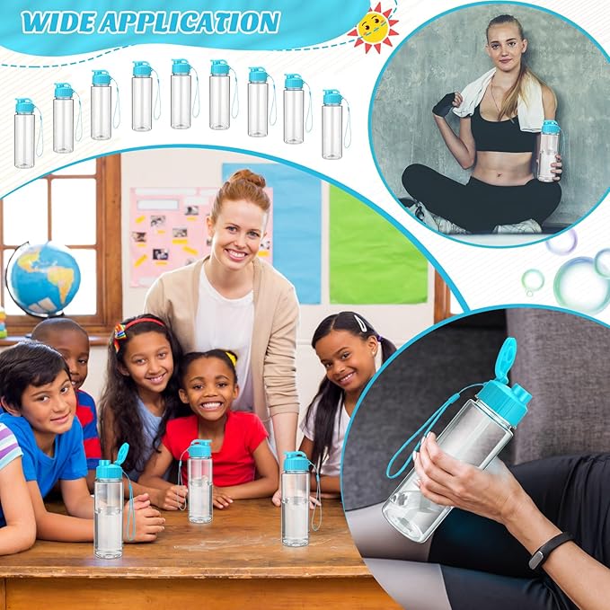 Mifoci 20 Pieces Water Bottle Bulk 17 oz Plastic Water Bottles Bulk Gym Sports Adults Reusable Large Bottles with Leak Proof Flip Top for Party Outdoor(Regular Style,Sky Blue)