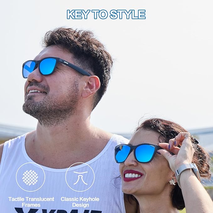 Jefoo Polarized Sports Sunglasses for Women Men Running Retro Trendy Sun Glasses UV400 Protection Tangle Free