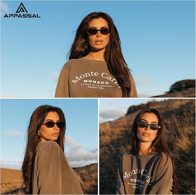 Retro Rectangular Sunglasses for Women Vintage Fashion Trendy Funny Small 90s Square Sunnies 2025 AP3698